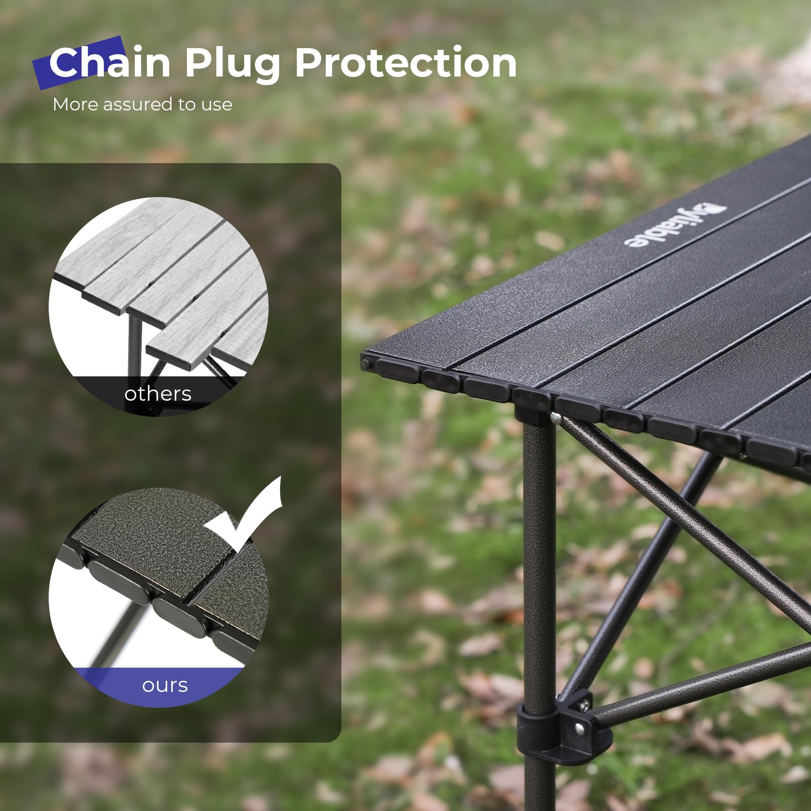 Byliable Folding Camping Table, Portable Aluminum Adjustable Height, Black
