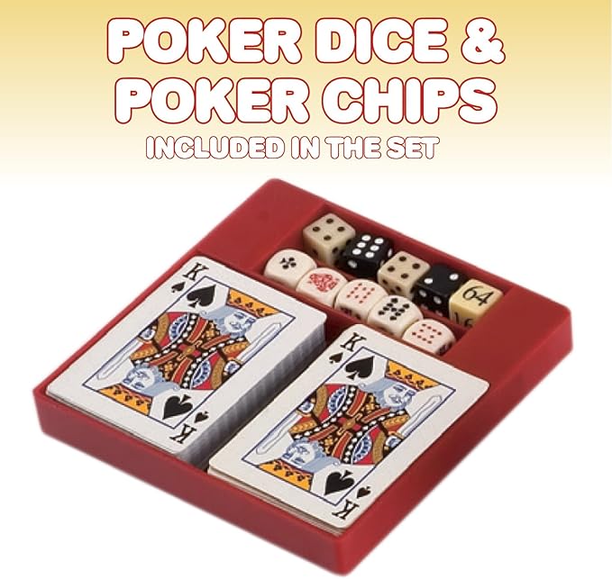 Gamie 6-in-1 Dice Cube Game Set Board Game and Casino Set?“Includes Chess, Checkers and Backgammon, 2 Decks of Playing Cards, Poker Chips, Poker Dice and Dominoes-Complete Kit for Family Fun