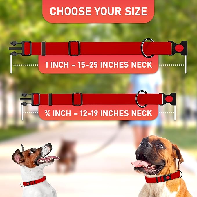 Adjustable Dog Collar with QR Code Dog Tag ID Attached - Made in USA - Honeycomb Waterproof Heavy Duty Dog Collar with Safe Lock Buckle - Odor Proof Pet Collar for Dogs with Strong Zinc D Ring