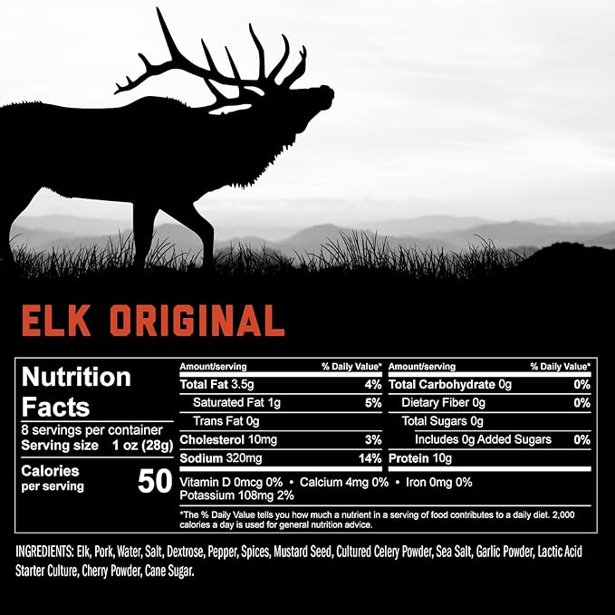 ICON Meats Summer Sausage - Elk and Pork Original Flavor - 4 Pack of Individually Wrapped Meat Sausages, USDA Approved, All Natural, Diet Friendly, High Protein, Low Calorie