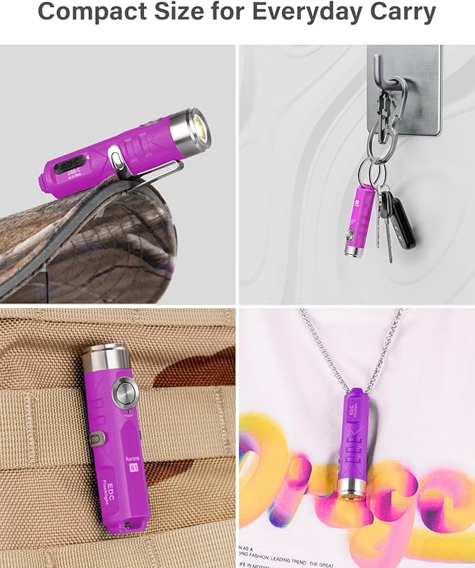 RovyVon Aurora A1 G4 Rechargeable Keychain Flashlights USB C, 650lumens Bright Mini EDC Flashlight IPx6 Multi Functions Small Pocket Flashlight, Outdoor Camping Essentials EDC Gear for Men Women