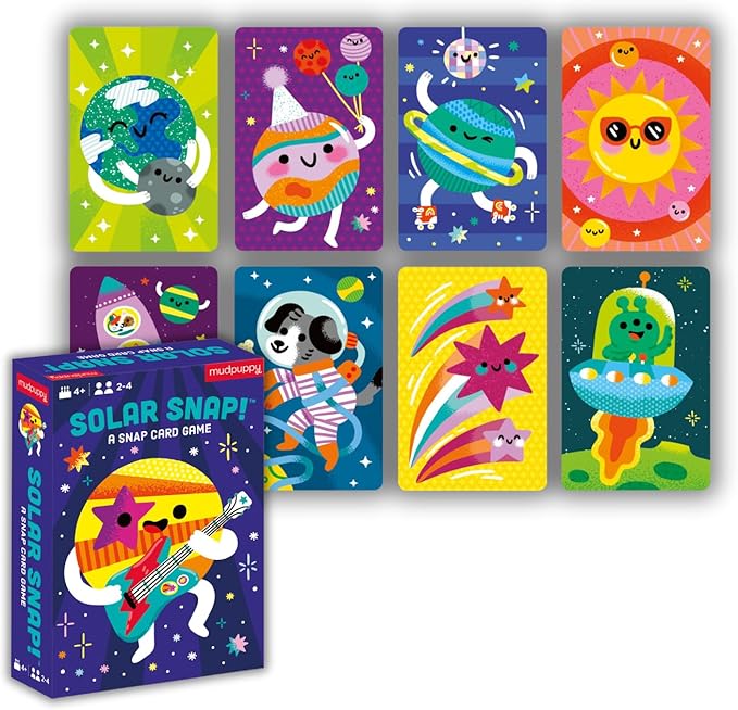Mudpuppy Solar Snap! – Outer Space Version of Classic Kids Snap Card Game with Cute Illustrations of Planets for Children Ages 4 and Up, 2-4 Players