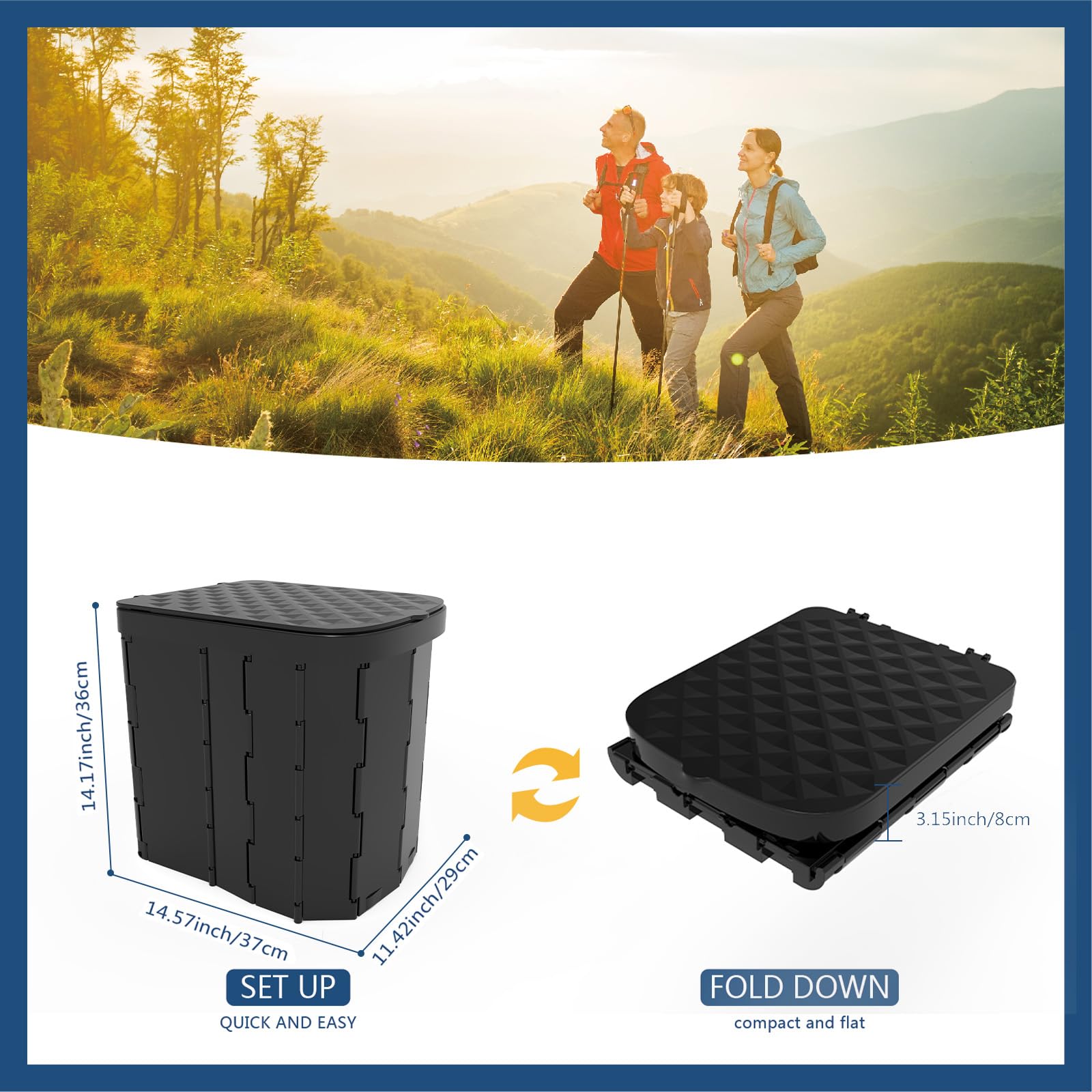 Hapoon XL Portable Folding Camping Toilet For Adults & Kids, Lightweight