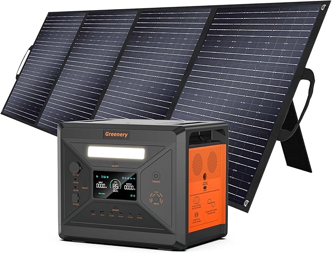 Greenery 2500W Portable Power Station, 2304Wh Large Capacity Power Station with 400W Solar Panel, Solar Generator for Home Backup, Camping, Outdoor Battery Backup