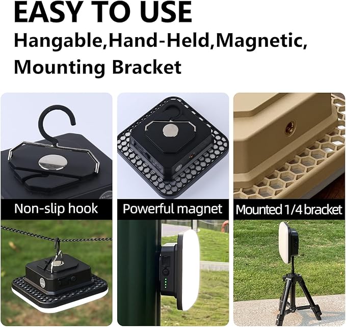 10800mAh Rechargeable Hanging Tent Light with Magnet, 30W 4000LM LED 4 Color Lighting Modes Camping Lantern, Portable IPX5 Waterproof LED Flashlight for Emergency & Gift