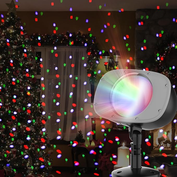 Christmas Snowfall Projector Lights Outdoor, Dynamic Snow Falling Lighting Effects Holiday Projector Lights for Xmas Moving Points Landscape Lights for House, Garden Yard Club Pub Decorations
