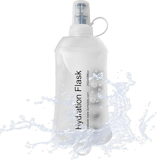 J.CARP 250ml Soft Flask Running Water Bottles, TPU Foldable Running Hydration Flask for Hydration Pack Cycling Hiking Climbing Outdoors Motorbike White