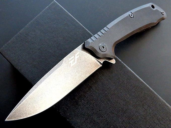 Eafengrow EF223 Folding Knife D2 Blade with G10 Handle Multi Pocket Knife Survival Outdoor Camping Survival (black)