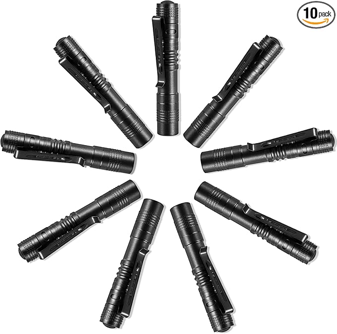 Pen Light Flashlight 10 PCS, LED Pocket Small Flashlight Torch with Clip, Mini Penlight Handheld Insepction Lights for Oudoor Camping Emergency