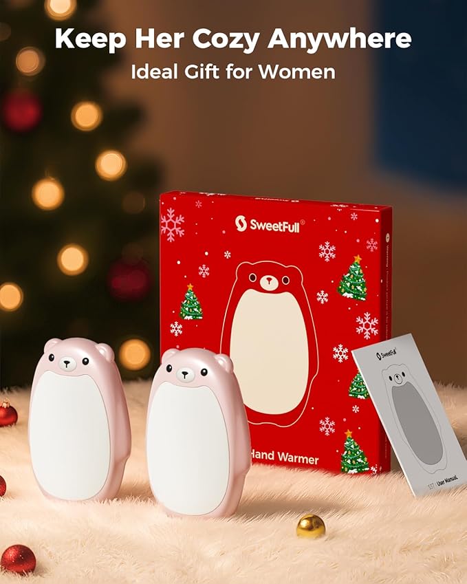 SWEETFULL Hand Warmers Rechargeable ??Cute Bear, 2 Pack Magnetic Hot Hands, Reusable Electric Pocket Heater, Great Gift for Daughter, Kids, Wife, or Bestie, Portable for Outdoor & Camping