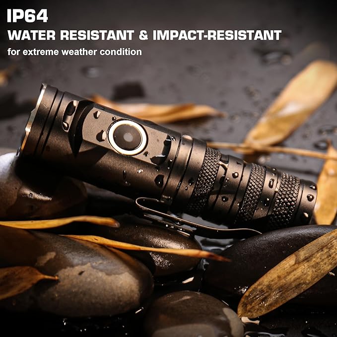 HAUTMEC 1400 Lumen Rechargeable Flashlights LED EDC Flashlight with 90 Degree Flashlight Swivel Head 5 Modes Pocket Flashlight Magnetic Base for Camping, Working, Outdoor, Hiking, Emergency