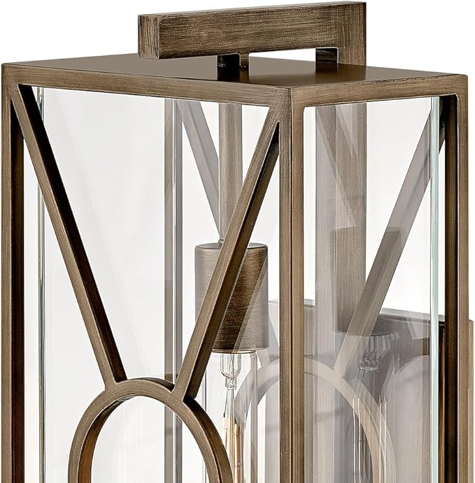 Hinkley Brixton Medium Wall Mount Outdoor Lantern - Composite, Clear Mitered Glass, Rust & Corrosion Resistant - Burnished Bronze Finish