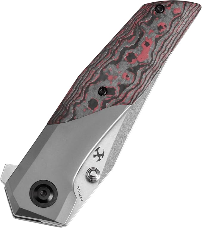 KANSEPT Deadite Pocket Folding Knives for Men Women Hiking 3.52'' Stonewashed CPM S35VN Blade EDC Knife with Bronze Anodized Titanium with Lava Flow Fatcarbon Handle Everyday Carry K1081A4