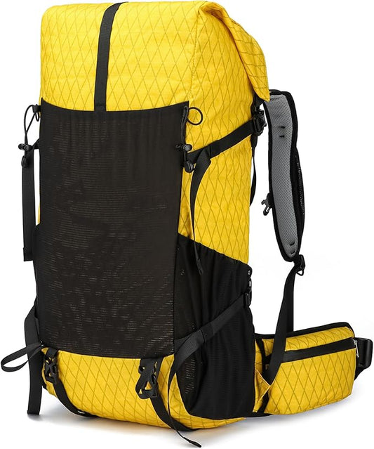 Hiking Backpack,30L +10L Extra Large Capacity Hiking Bag,Internal Frame Camping Backpack,Upgraded X-PAC Lightweight Sport Daypack Travel Backpacks Fit For Mountain Climbing Camping (Yellow)