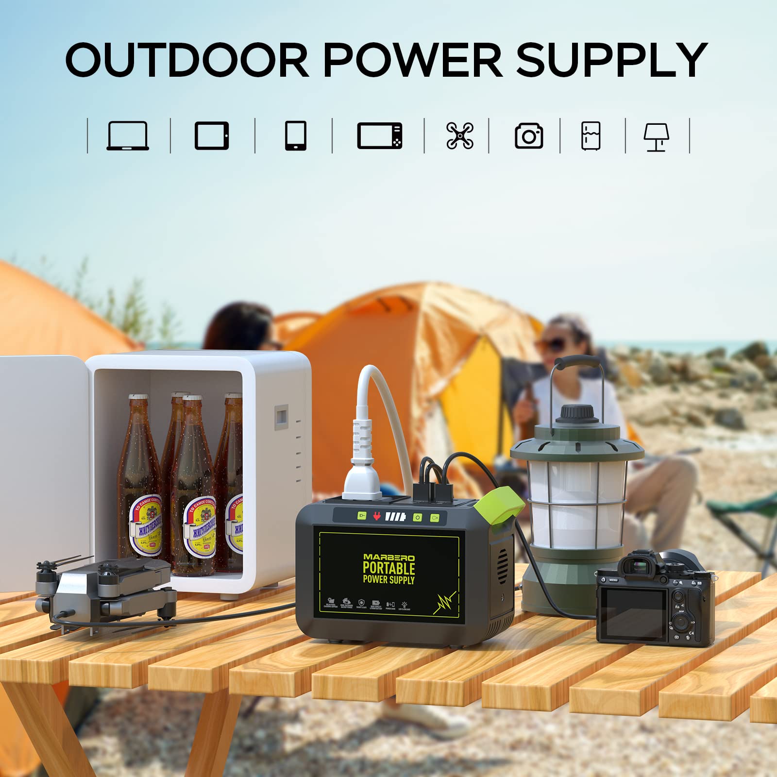 MARBERO Portable Power Station 88Wh, 120W Surge, Solar Generator 24,000mAh