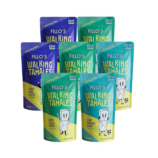 Fillos Walking Tamales Mild, Savory Ready To Eat Meals, Microwaveable Meal, Gluten Free and Preservative Free 7 Pack with Mild Tamales Lunchables