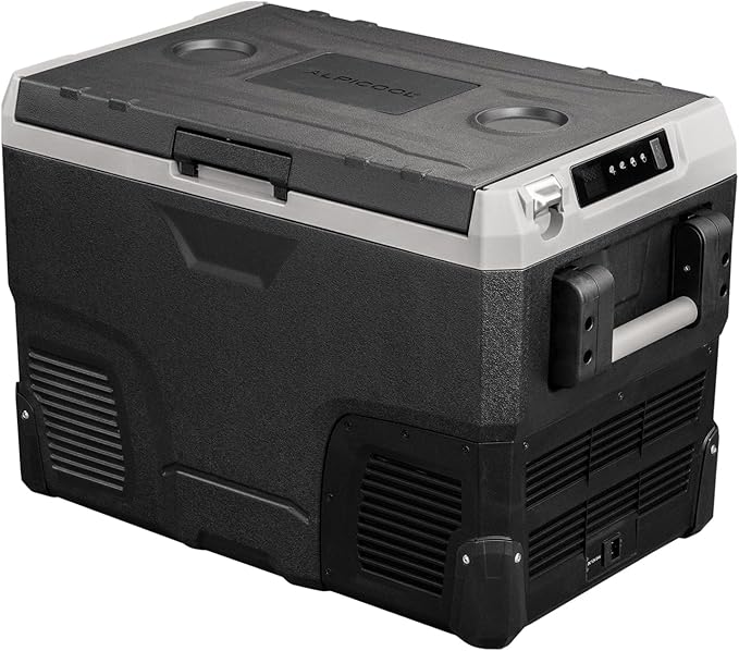 Alpicool IR42 Portable Fridge 12 Volt Car Refrigerator 42 Quart Fast Cooling Freezer for Fishing, Camping, RV, Truck, Boat-12/24V DC(Black &Grey)