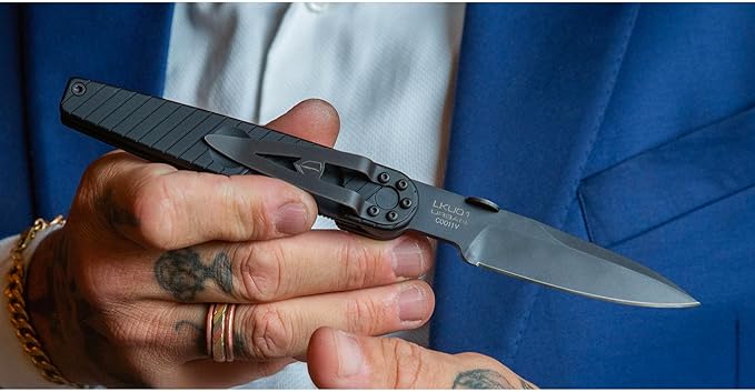 Extrema Ratio - LKU01 (Urban Dark), Böhler N690 Steel Blade 58 HRC, Black Burnished Finish, Smooth Aluminum Handle, Compact Design, Italian Craftsmanship
