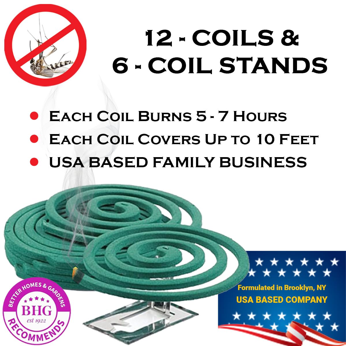 W4W Mosquito Repellent Coils - Outdoor Use Reaches Up to 10 feet - Each Burns for 5-7 Hours (Three