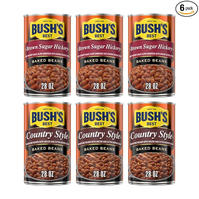 Bush's Best Baked Beans, Country Style Classics, 3 Country Style (28 Oz), 3 Brown Sugar Hickory (28 Oz), (Variety Pack)