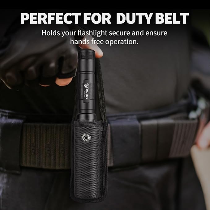 ULTRAFIRE Tactical Flashlight with Holster Pouch, 1000 Lumen Single Mode Police Flashlight for Duty Belt, Super Bright EDC Flash Light with Belt Holster, WF-502B