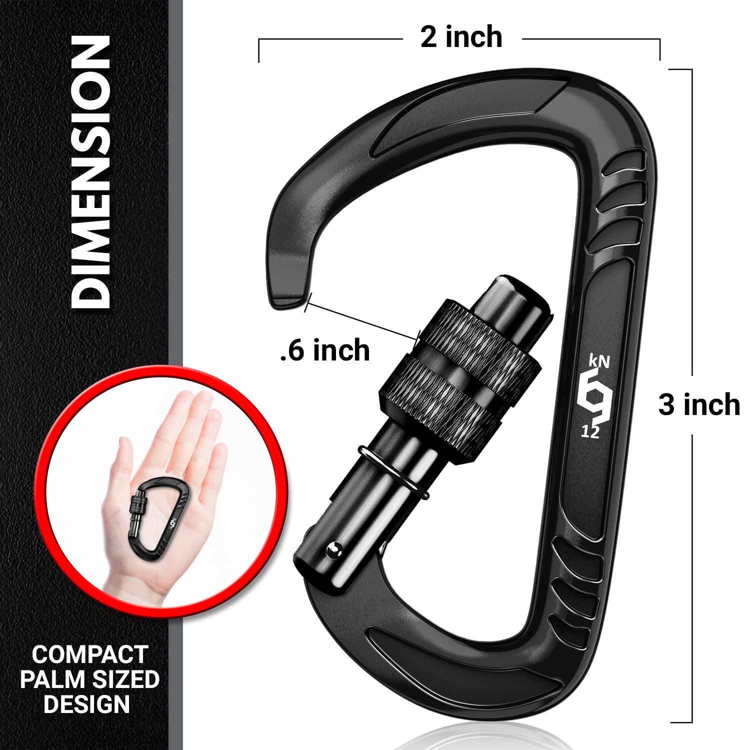 Rhino Produxs 12kN (2697 lbs) Heavy Duty Carabiner Clips