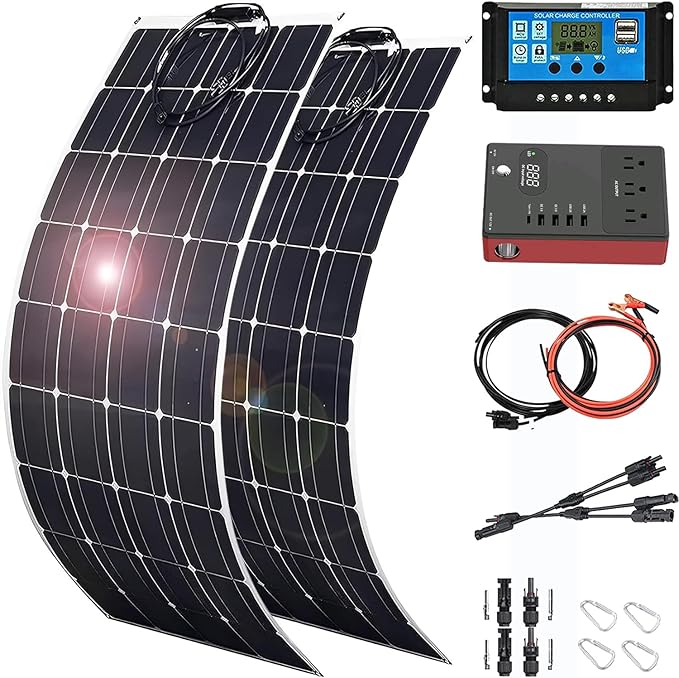 800 Watt Solar Panel Kit, with car Inverter and 40A Charge Controller 2pcs 400 Watt Flexible Monocrystalline Solar Panel for 12-24V Battery Charging Car Battery Camper RV Yacht Boat
