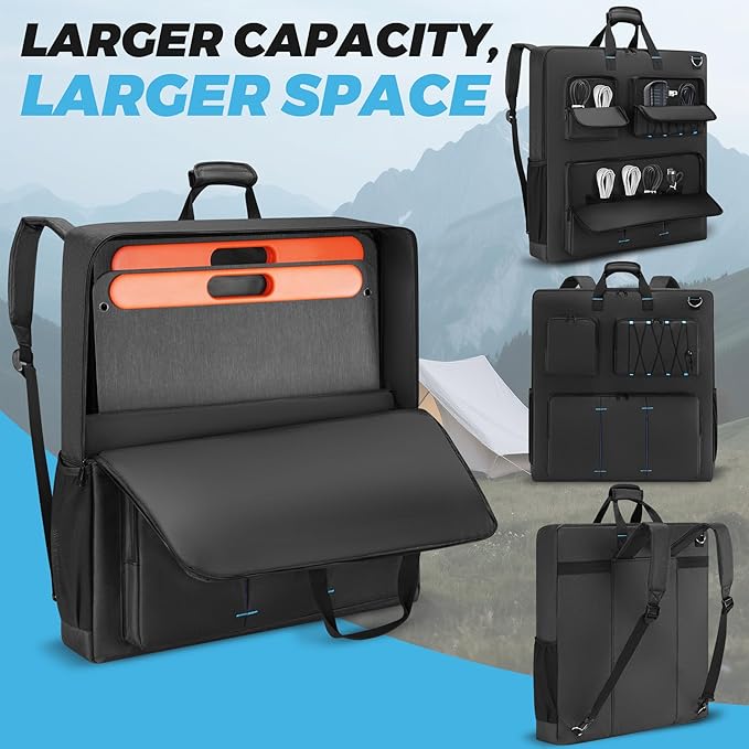 Solar Panel Storage Bag Compatible with Jackery SolarSaga 100W 200W/Anker 100W 200W/Ecoflow 160W 220W/Bluetti 100W 200W, Travel Carrying Case for 2 Battery Panels, Solar Panel Bag with Multiple Pocket