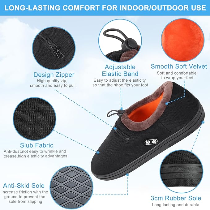 RTDEP Foot Warmer, Heated Slippers for Women Men, Heated Shoes Rechargeable Battery 5000mAh,Anti-Accidental Touch, Heat Slippers, Winter Foot Warmers for Feet for Home Office