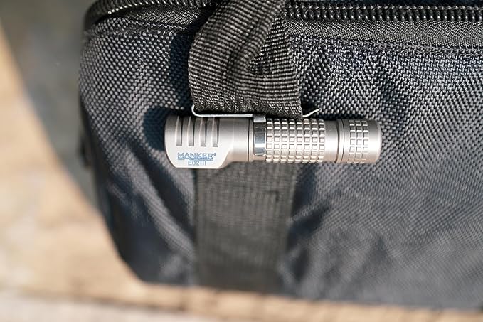 Manker E02 III EDC Flashlight - 400 Lumens, Rechargeable 10440/AAA, Magnetic Base, IP68 Waterproof, Clip-on Work Light for Camping, Hiking & Emergency (Titanium - Bead Blasted, 4000K High CRI 90+)