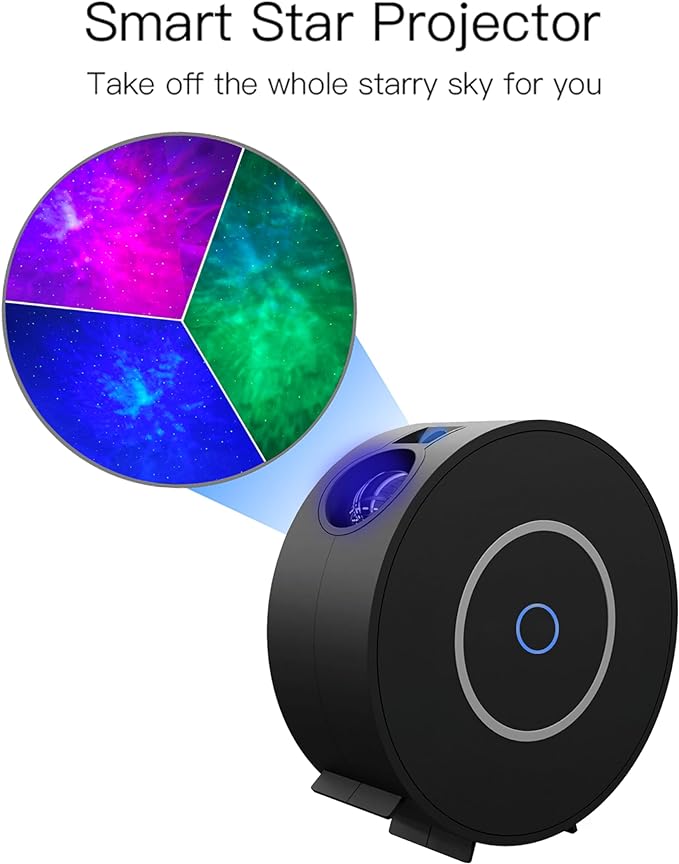 Star Projector, Galaxy Projector for Bedroom, Smart APP & Voice Control Galaxy lamp, Compatible with Alexa & Google Home, for Kids Adults Bedroom,Room Decor,Game Room,Party (Black Round)