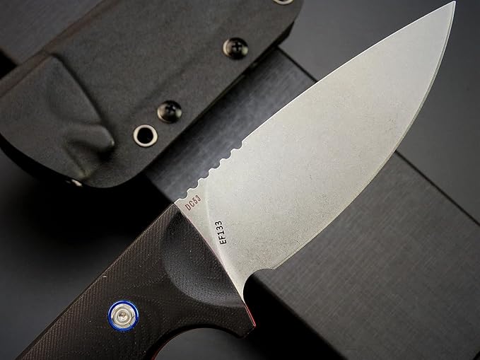 Eafengrow EF133 Fixed Blade Knife, DC53 Steel Blade,Two Tone G10 Handle Full Tang Compact Tough EDC Straight Knifes for Outdoor Working Camping Hiking(Black)
