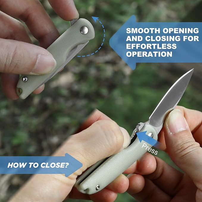 4-24/25" Mini Pocket Knife for Men and Women, Small Folding EDC Knife, 2.04" Silver Sharp Blade, ABS Handle, for Outdoors, Hiking, Camping, (Natural)