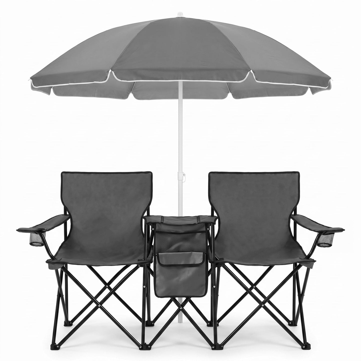 DOALBUN Folding Double Camping Chair with Umbrella Portable Picnic Chair