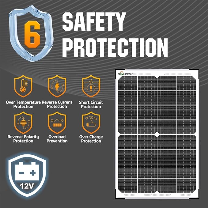 SOLPERK 30W Solar Battery Charger Solar Battery Maintainer + Upgrade 10A MPPT Charge Controller + Adjustable Mount Bracket for Car RV Boat Motorcycleï¼?2V Waterproof Solar Panel Kit Trickle Charging