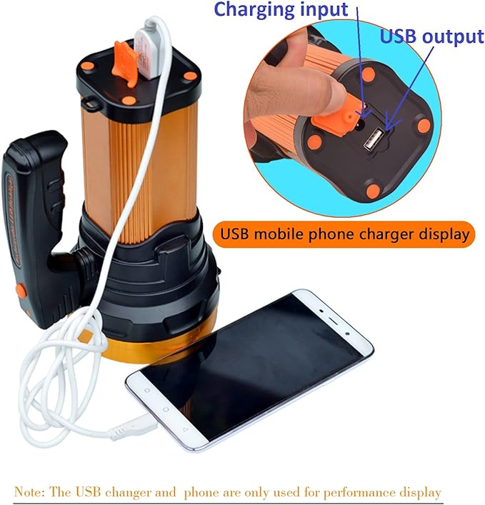 Heavy Duty Flashlight ??Bright Rechargeable Searchlight with 2 Modes ??Led Spotlight Handle ??Easy to Use ??Built-in Rechargeable Battery