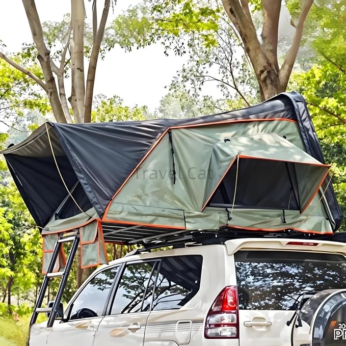 Travel Cat Pop Up Rooftop Tents Aluminum Hard Shell for Camping 4 Person Waterproof SUV Car Overland Tent Campers Easy Setup in 30 Seconds