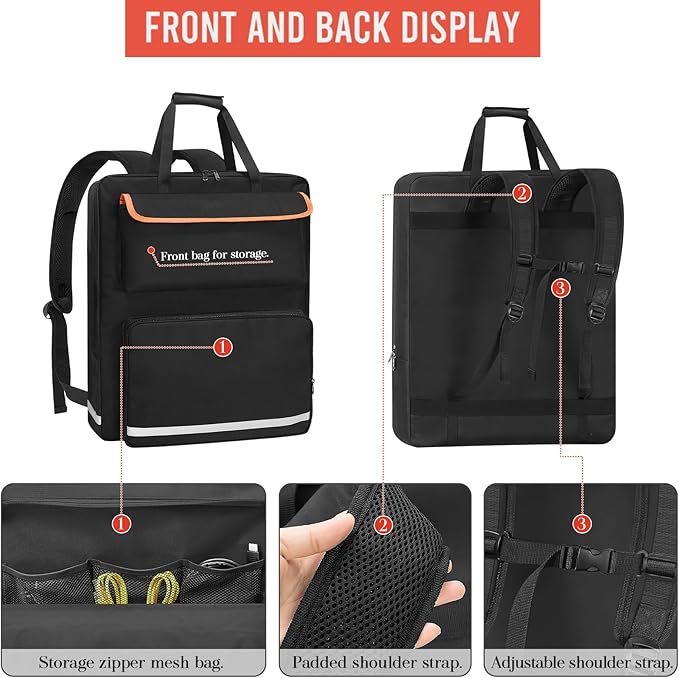 ORKELS Solar Panel Storage Bag, Travel Backpack Compatible with Jackery SolarSaga 100W 100X 200W, Double-Layer Solar Panel Carrier with Multi Pockets