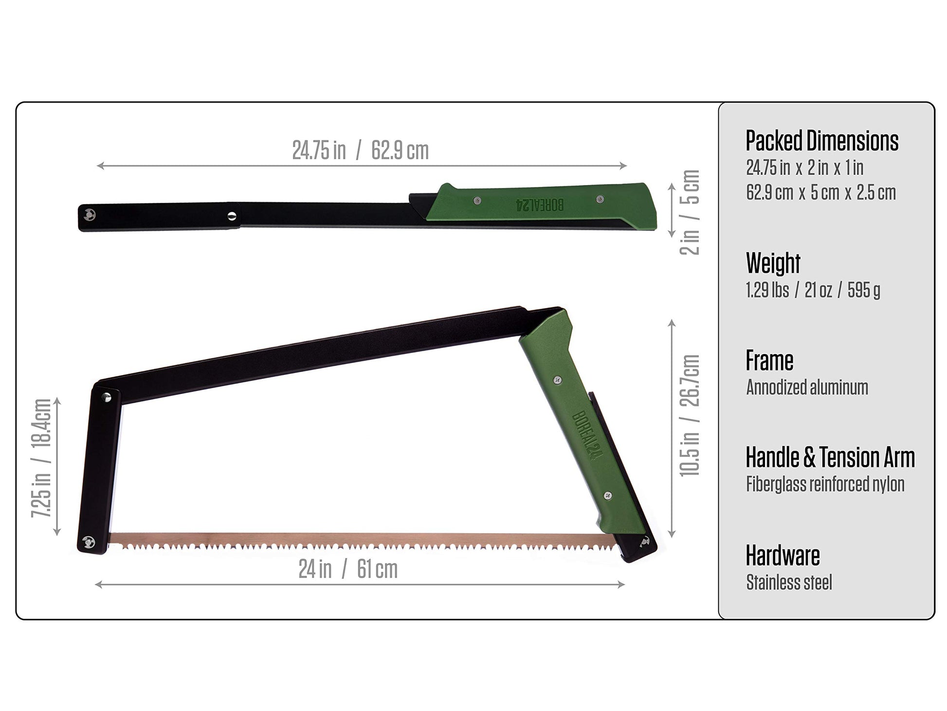 AGAWA - BOREAL24-24 Inch Folding Saw with All-Purpose Saw Blade - Camping Gear For Hiking, Fishing