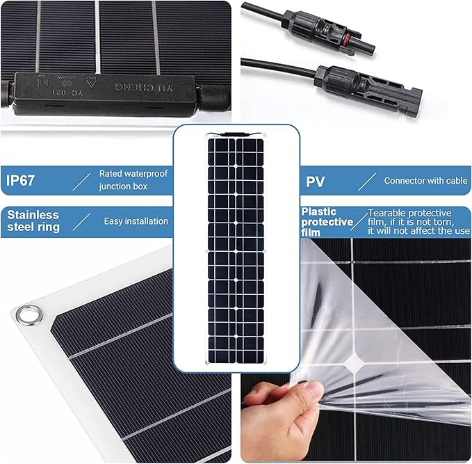 400 Watt Solar Panel Kit, 2pcs 200 Watt Flexible Monocrystalline Solar Panel kit with Charge Controller(40A) Photovoltaic Module for 12-24V Battery Charging Car Battery Camper RV