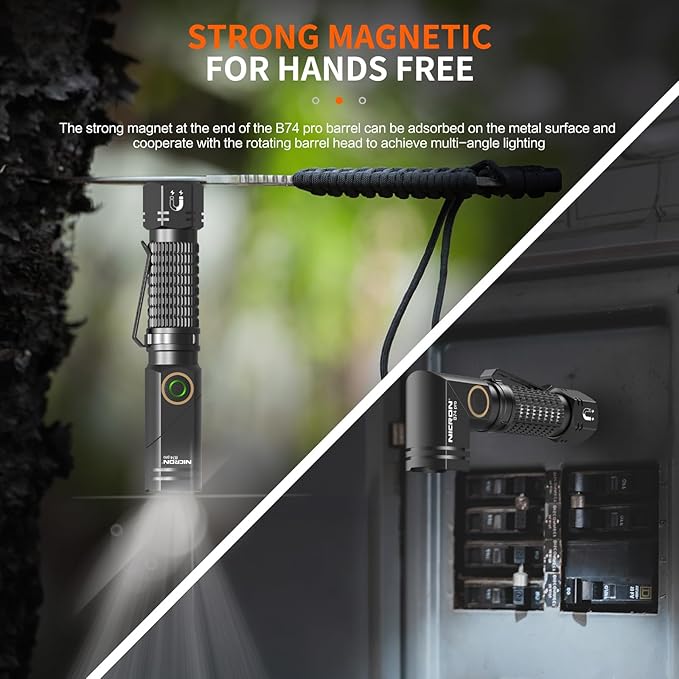 NICRON Rechargeable Flashlights Right Angle 90 Degree B74pro,1000 High Lumens Magnetic for Handfree,IP65 Waterproof Compatiable with AA Battery for Hiking Outdoor Camping Work Emergency.