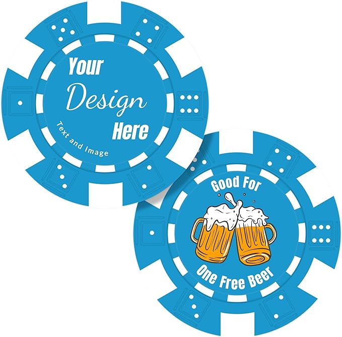 50 Custom Poker Chips,Personalized with Your Logo Image or Text,11.5g Clay Casino Chips for Events or Gifts