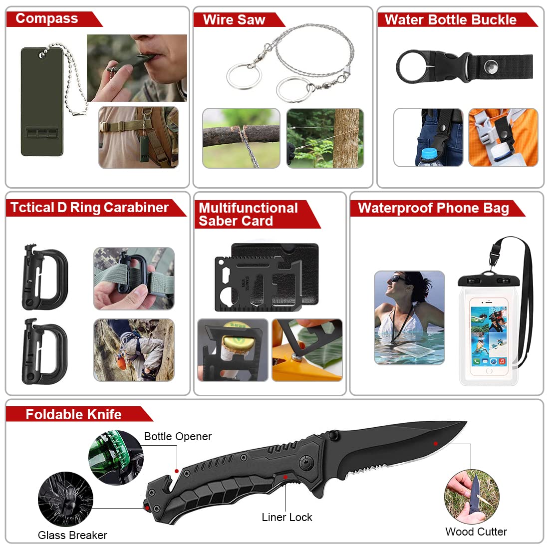 Survival Kit, 251 Pcs Survival Gear Emergency Supplies First Aid Kit