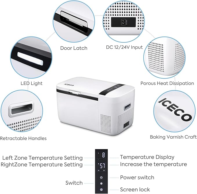 ICECO GO20 21Qt/20L Portable Refrigerator, 12Volt Refrigerator Powered by SECOP, 0℉-50℉, Bluetooth Connection, 12/24VDC&110-240VAC, 12v Fridge Freezer for Car, Camping, Travel |+ Insinuation Bag