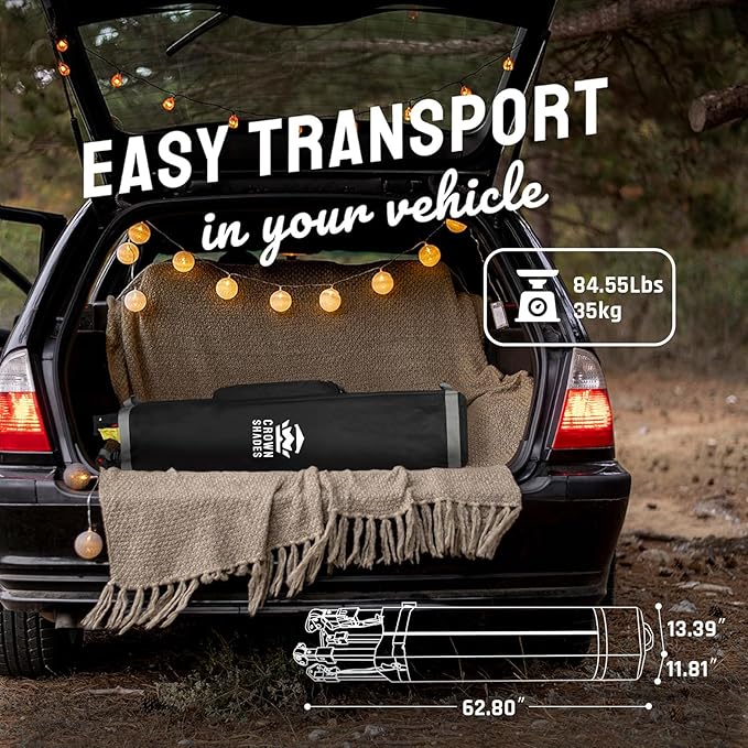 CROWN SHADES 10x20 Pop Up Canopy Tent - Commercial Canopy Tent with 400D Strength Oxford Fabric, Hexagonal Leg, 4 Upgraded Weights - Great for Trade Shows, Events,Parties & Commercial Use, Gray