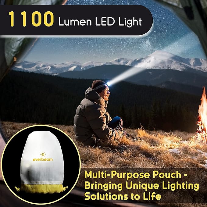 Everbeam H7 Headlamp - Water Resistant LED Rechargeable Battery w/ 28 hr Run Time - 1100 Lumen Output - Ideal Flashlight for Outdoor Activities, Hiking, Camping, Fishing, Hunting, Power Outage Supply