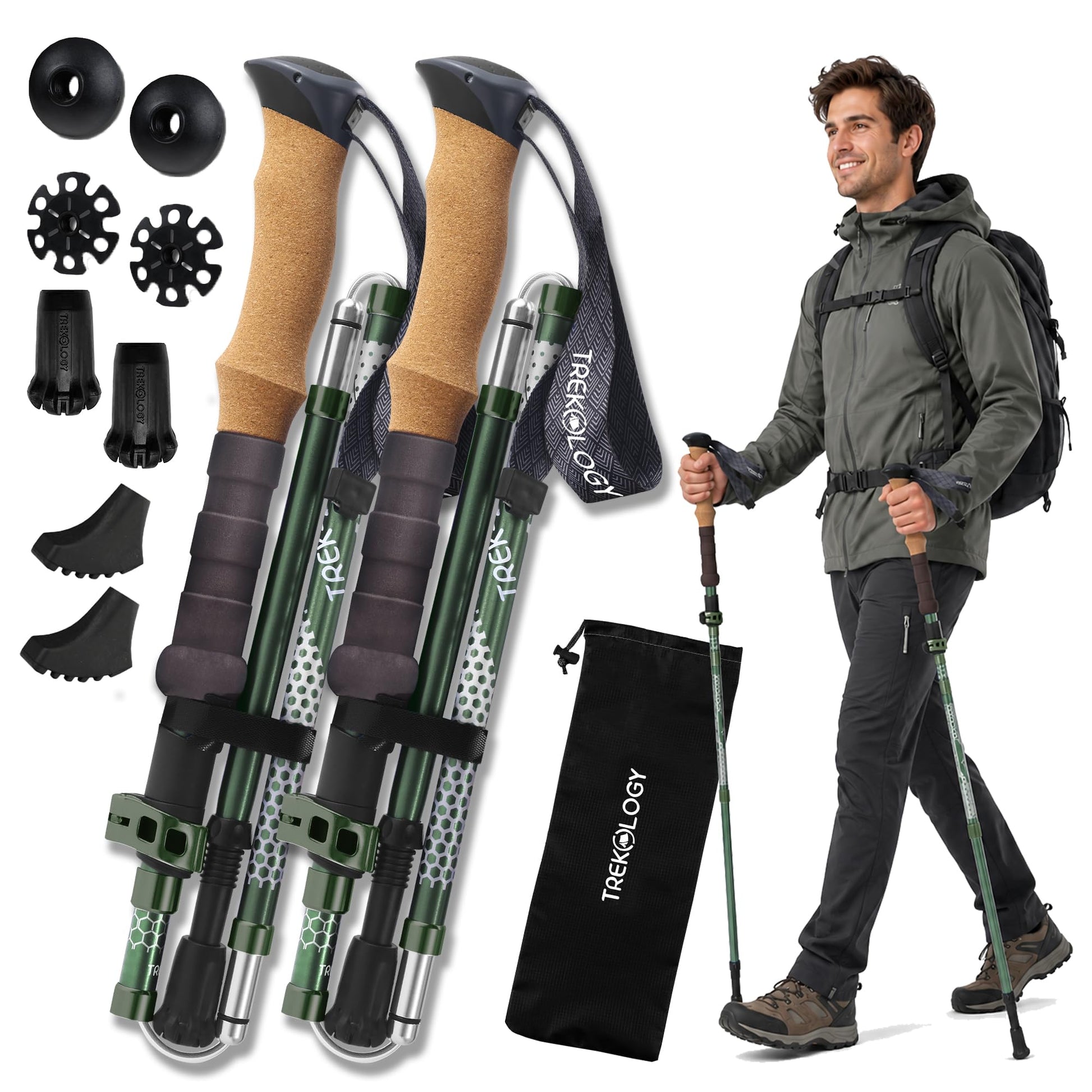 Trekology Trek-Z Collapsible Hiking & Trekking Poles - Balance Support for Seniors, Women, and Men
