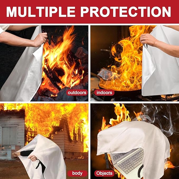 Emergency Fire Blanket for Home and Kitchen Fiberglass Fire Suppression Blanket (39''X39'') Great for School, Fireplace, Grill, Car, Office, Warehouse (4PCS)