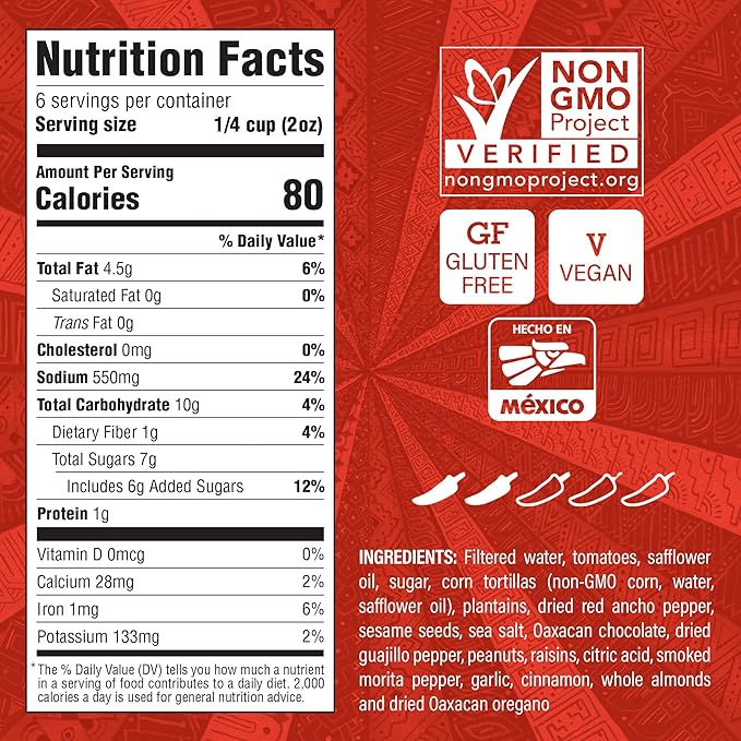 Ya Oaxaca - Mole Sauce - Coloradito - Mild Spice - Blend of Smoked & Dried Chiles, Spices, & House Made Chocolate - Vegan, Non-GMO, Gluten Free - Great on Enchiladas, Tacos, Tortillas - 12oz (3pk)