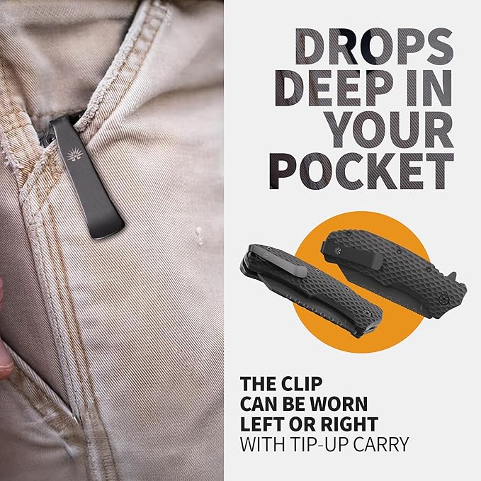 Off-Grid Knives - Rapid Fire Viper, Assisted Tanto Blade, Hard Use Build, Tactical, Camping & Survival EDC, Cryo D2 Steel, Blackwash, G10 Scales, Deep Pocket Carry (Blackout)